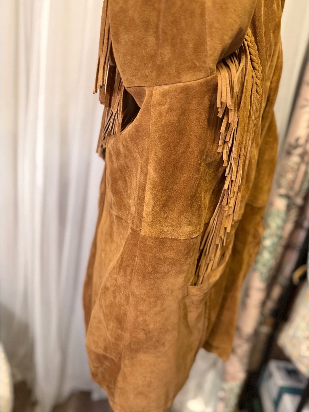 3B West by Tansmith Genuine Suede Leather Fringe Western Coat XL - Picture 9 of 16